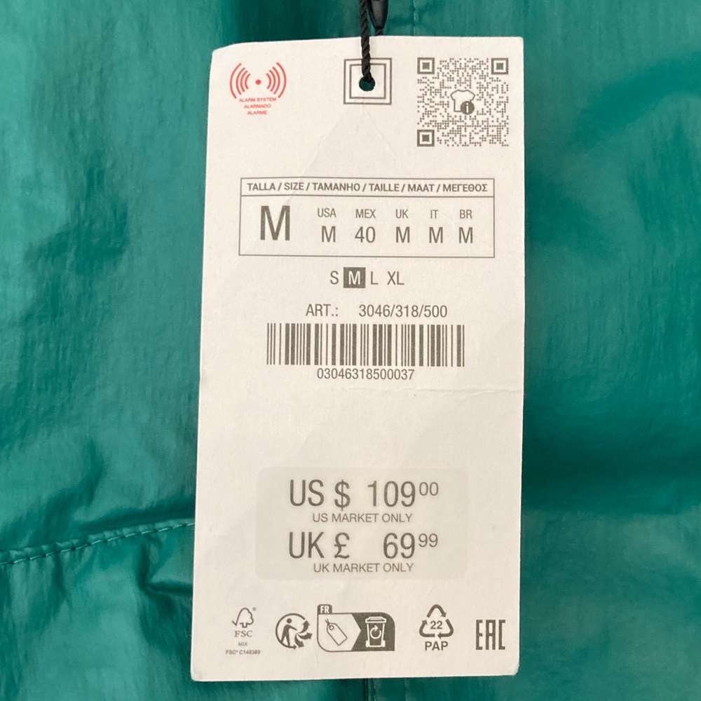 Zara Coated Windbreaker/Rain Jacket Style Bomber Jacket - Picture 2 of 16